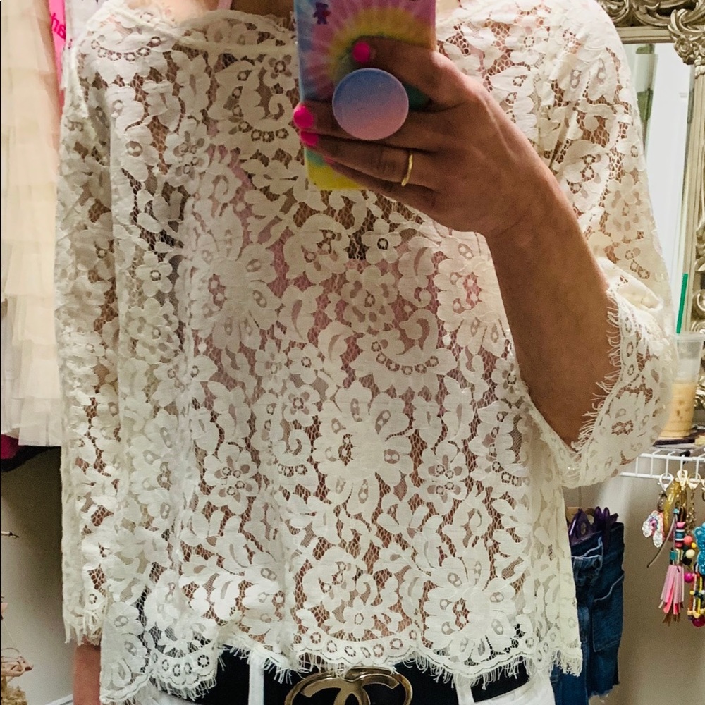 Boatneck lace top